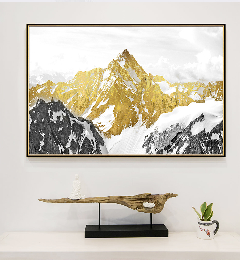 現(xiàn)代油畫 客廳別墅沙發(fā)背景墻掛畫 靠山招財(cái)畫 純手繪油畫 雪山圣景（單）