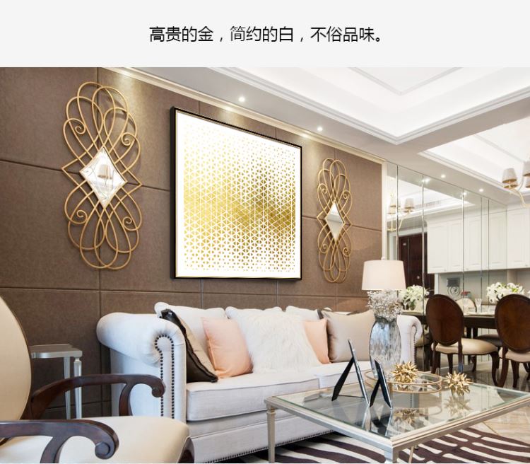 現(xiàn)代簡約客廳裝飾畫 抽象風(fēng)格臥室床頭掛畫  晶瓷畫 金色年華